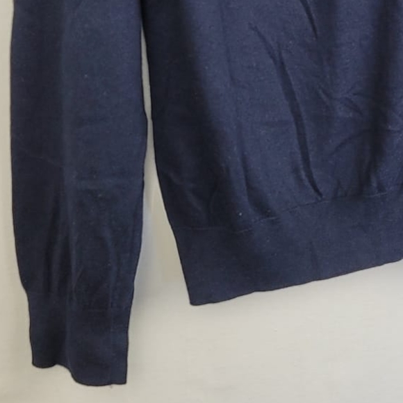 Bloomingdale's Navy Blue Crew Neck Cotton Cashmere Fine Knit Sweater Size Large - Picture 4 of 9